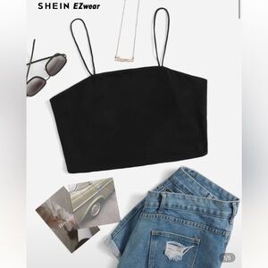 SHEIN Elegant Black Spaghetti Strap Crop Cami